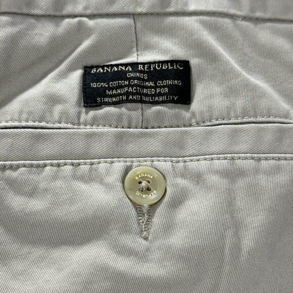 Banana Republic Pants Mens 36 Gavin  Chino Tan Cotton Straight Leg  Pockets - Picture 8 of 9